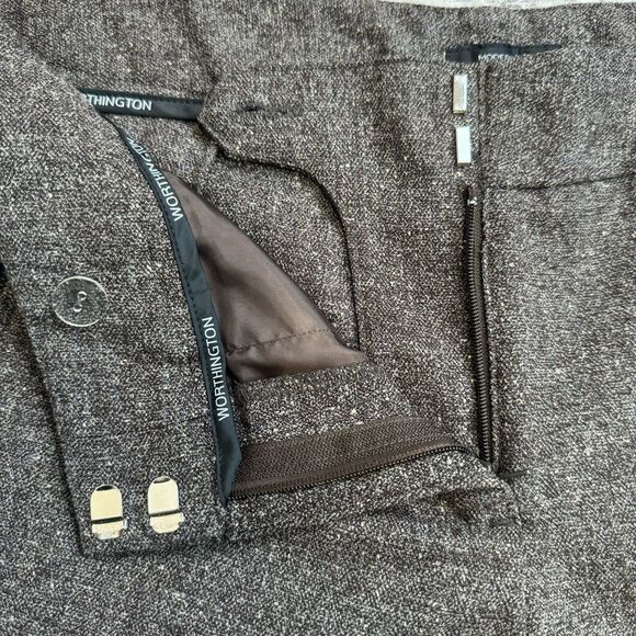 Worthington Womens Straight Leg Creased Dress Pants Slacks Trousers Brown Marl 6 - Picture 7 of 12